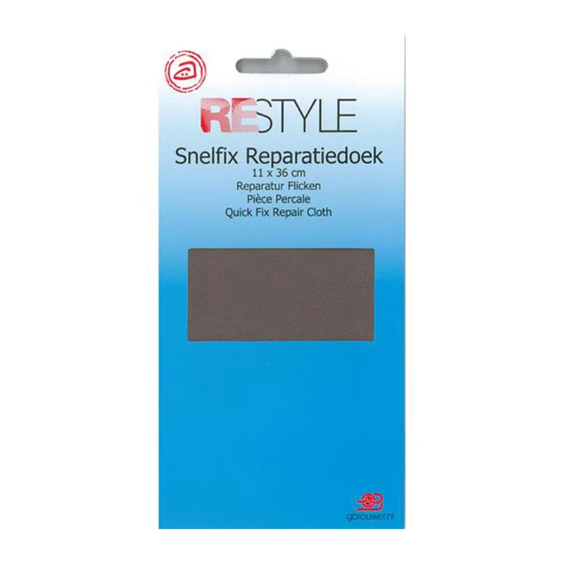 Restyle Snelfix Reparaturtuch 11 cm x 36 cm, zum Aufbügeln, 002, Grau
