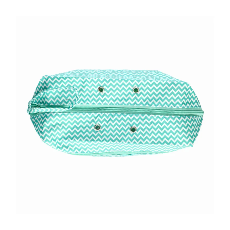 Wollplatz Häkel-Tasche, klein, weiß/mintfarbenes Muster, 21 x 12 x 13 cm