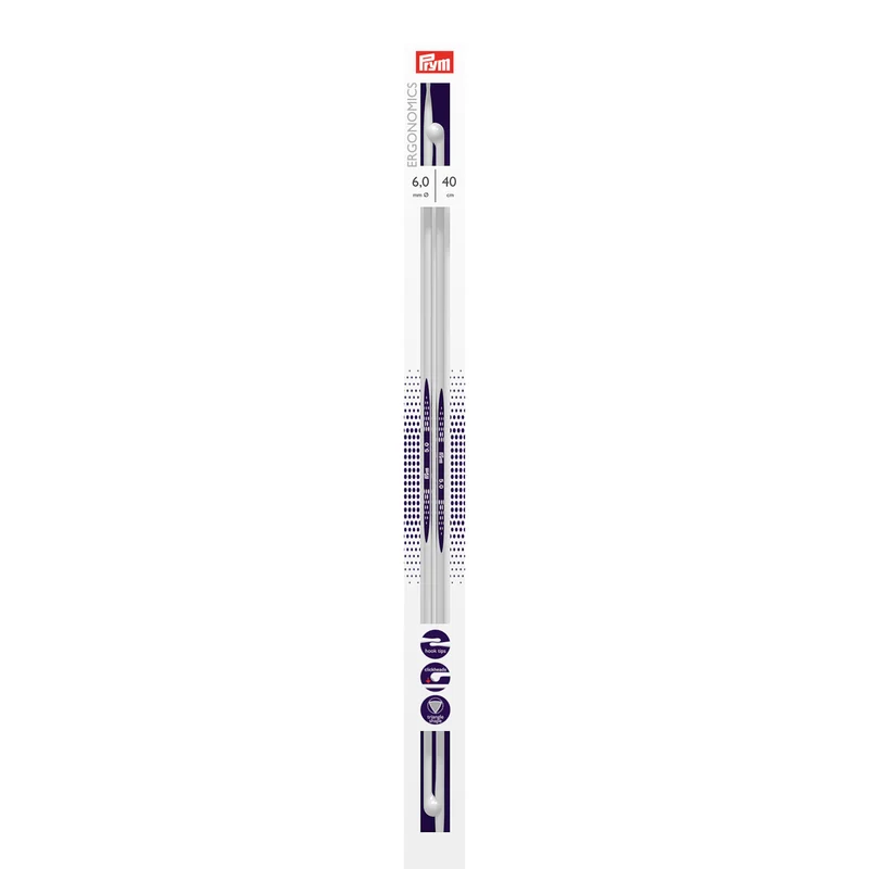 Prym Stricknadeln mit Knopf „Ergonomics“, 40 cm, 6,00 mm