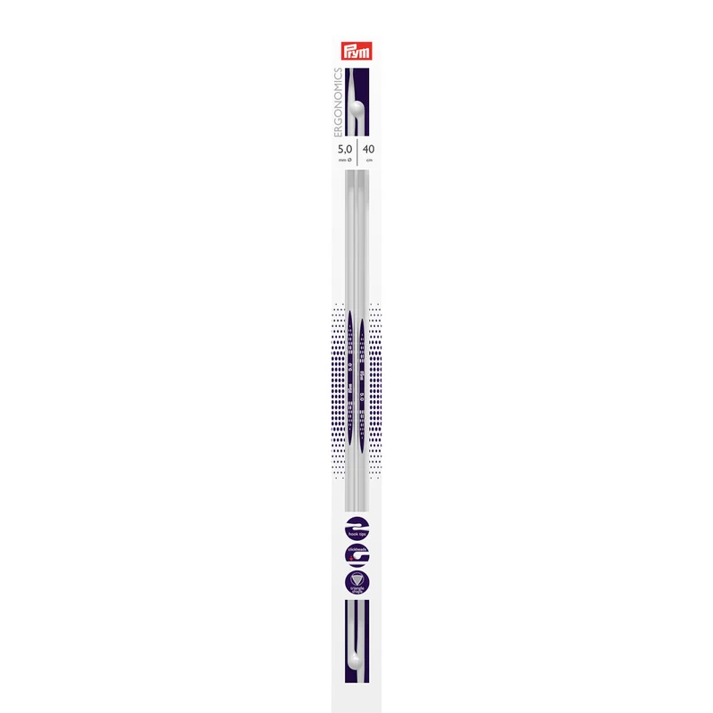 Prym Stricknadeln mit Knopf „Ergonomics“, 40 cm, 5,00 mm