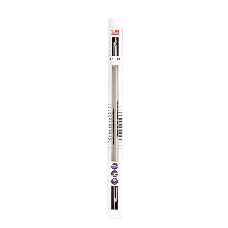Prym Stricknadeln mit Knopf „Ergonomics“, 40 cm, 4,50 mm
