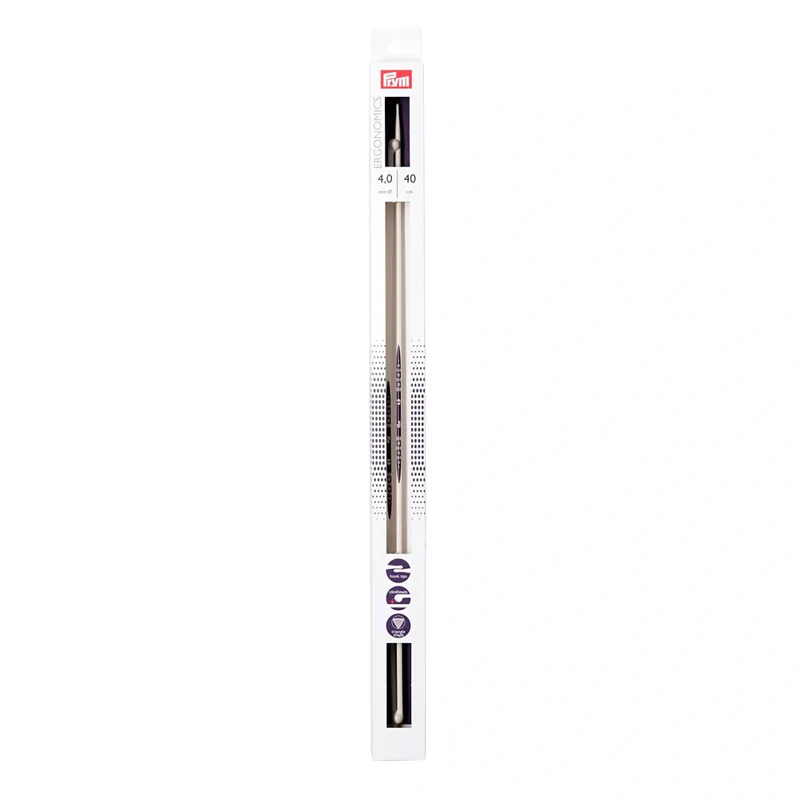 Prym Stricknadeln mit Knopf „Ergonomics“, 40 cm, 4,00 mm