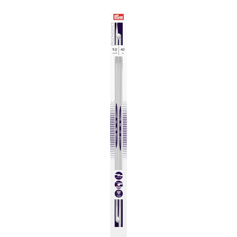Prym Stricknadeln mit Knopf „Ergonomics“, 40 cm, 9,00 mm