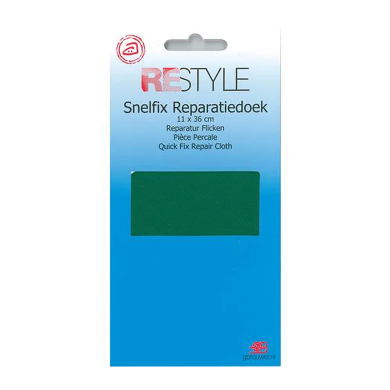 Restyle Snelfix Reparaturtuch 11 cm x 36 cm, aufbügelbar, 375, Grün