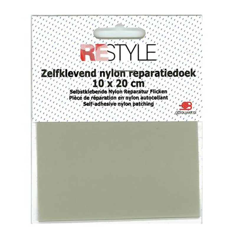 Restyle-Reparaturflicken aus Nylon, 10 cm x 20 cm, selbstklebend, 004, Hellgrau