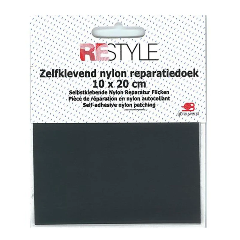 Restyle-Reparaturflicken aus Nylon, 10 cm x 20 cm, selbstklebend, 002, Grau