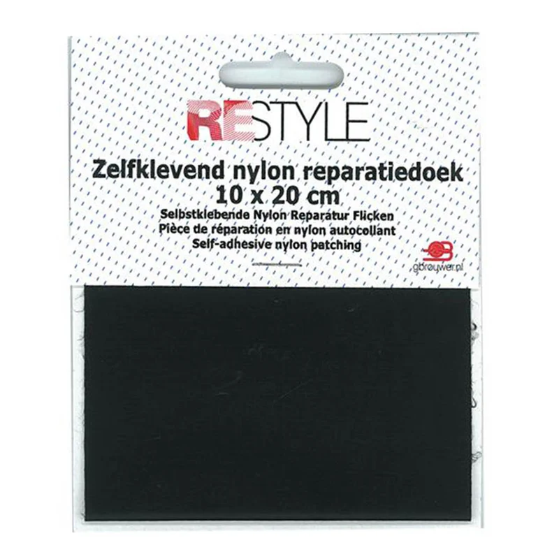 Restyle-Reparaturflicken aus Nylon, 10 cm x 20 cm, selbstklebend, 000, Schwarz