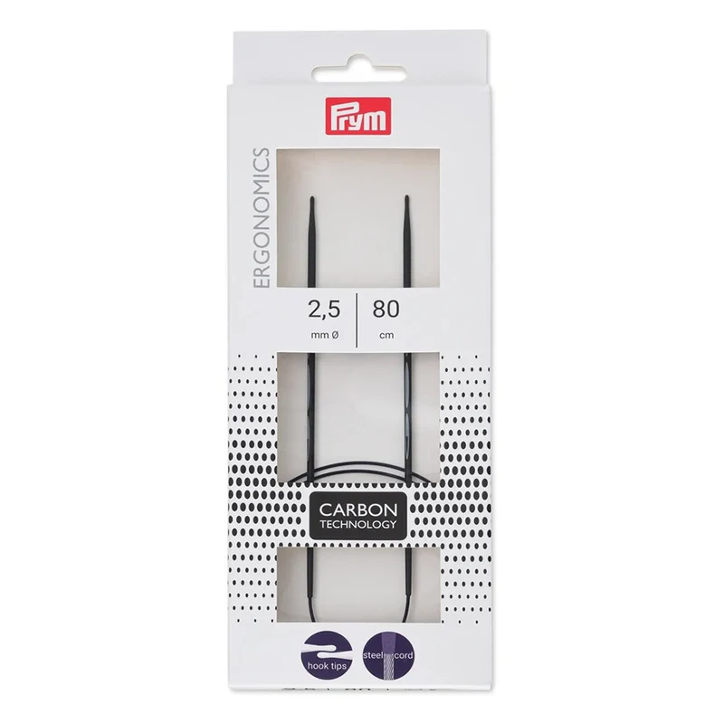 Prym Rundstricknadel, ergonomisch, Carbon, 80 cm, 2,5 mm