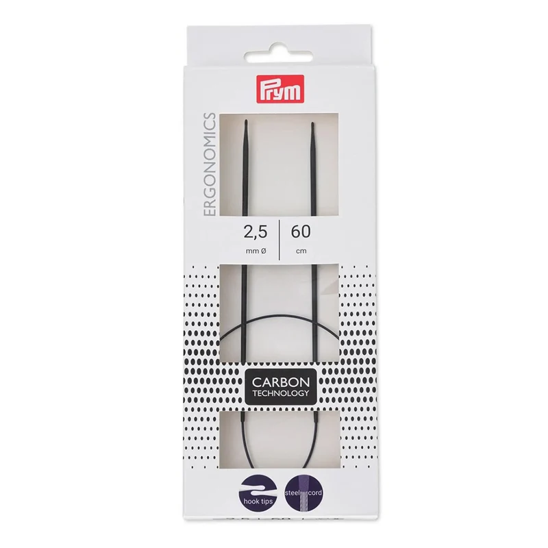 Prym Rundstricknadel, ergonomisch, Carbon, 60 cm, 2,5 mm