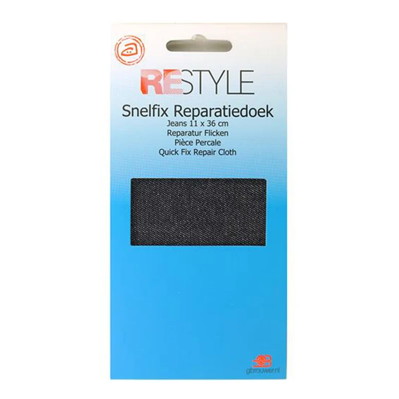 Restyle Snelfix Reparaturflicken für Jeans 11 cm x 36 cm, zum Aufbügeln, 211 Blau/Grau
