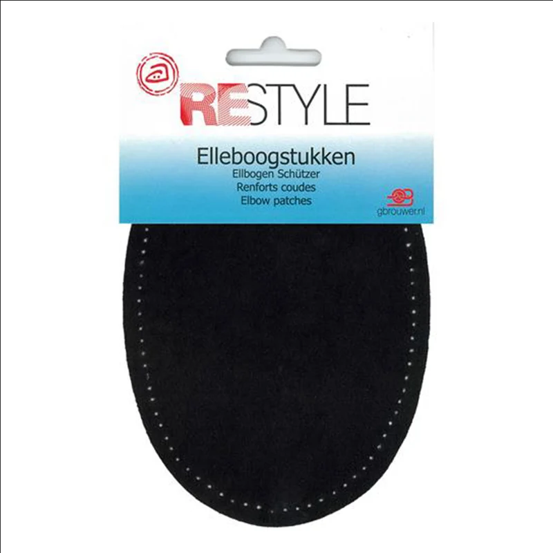 Restyle Ellbogenschoner aus Suèdine 14 cm x 9,5 cm, zum Aufbügeln, 000, Schwarz