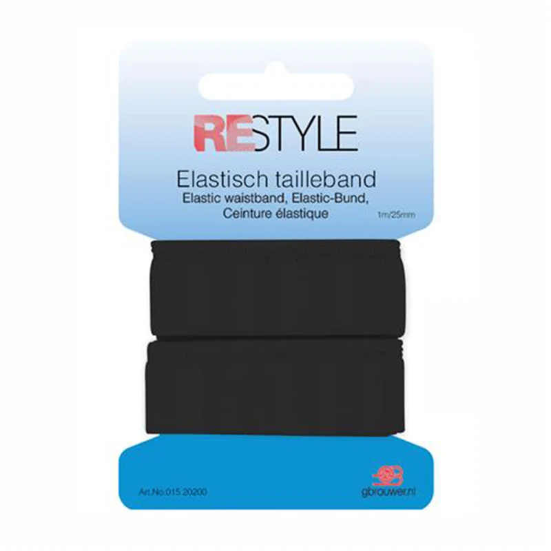 Restyle Elastischer Bund 25 mm x 1 Meter 000 Schwarz