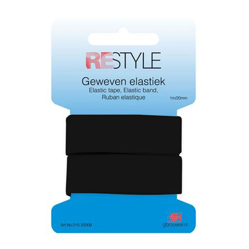 Restyle Gewebtes Gummiband 20 mm x 1 Meter 000 Schwarz