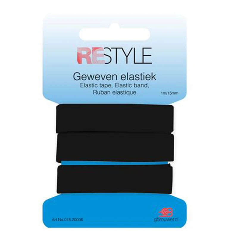 Restyle Gewebtes Gummiband 15 mm x 1 Meter 000 Schwarz