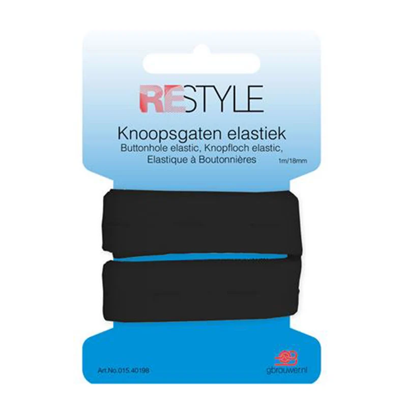 Restyle Knopflochgummiband 18 mm x 1 Meter 000 Schwarz