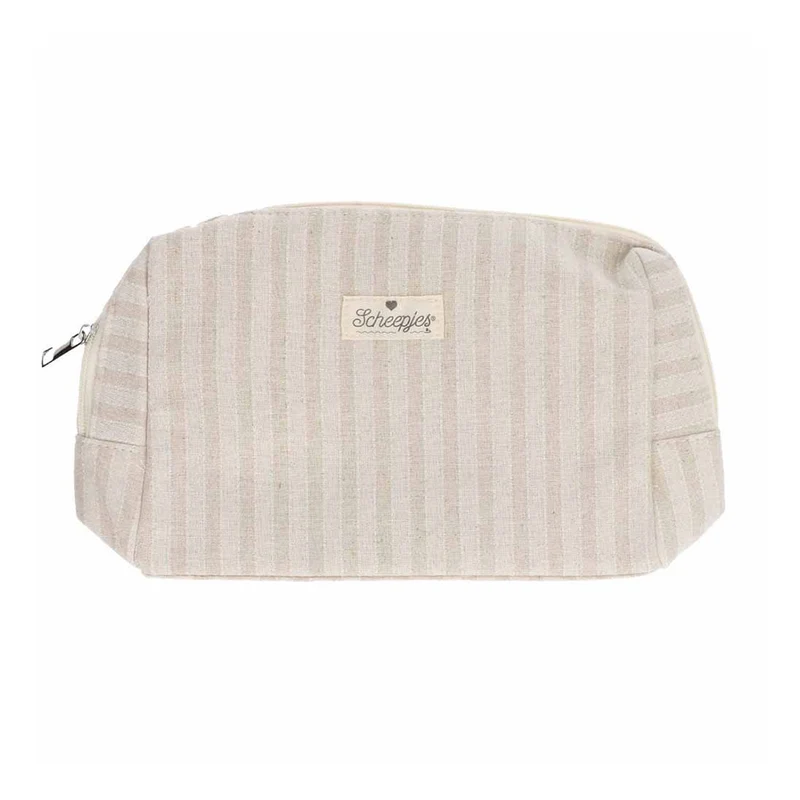 Scheepjes Projekt-Tasche mit Reißverschluss, 24 x 16 x 8 cm, gestreift, beige