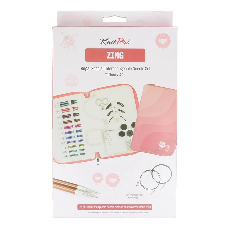 KnitPro Zing Special Regal-Set 10 cm, austauschbare Spitzen 3–8 mm