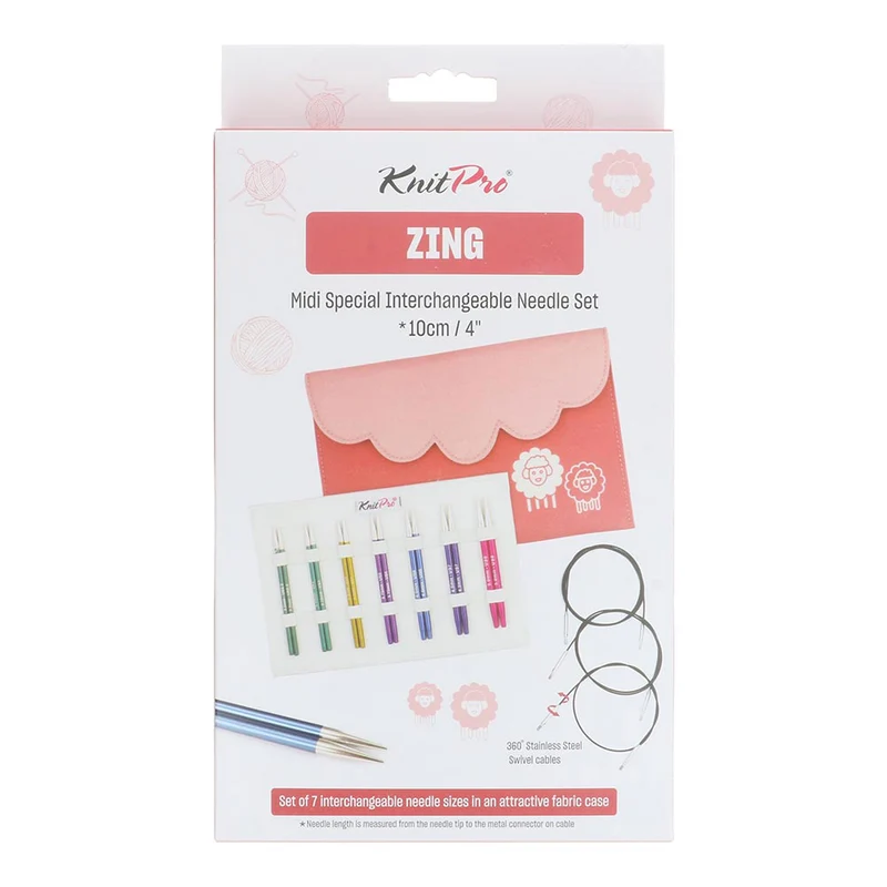 KnitPro Zing Special Midi-Set 10 cm, austauschbare Spitzen 3–5 mm