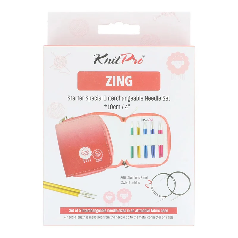 KnitPro Zing Special Starter-Set 10 cm, austauschbare Nadelspitzen 3–5 mm
