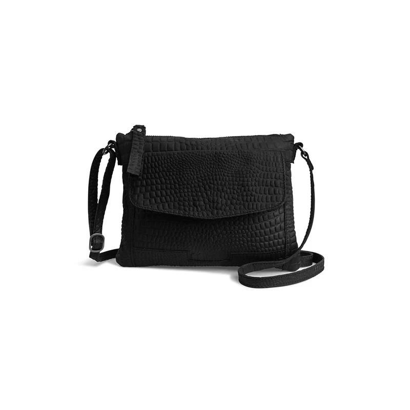 MUUD Vadsø Black – Handgefertigte Crossover-Tasche aus Leder, 19 x 23 cm