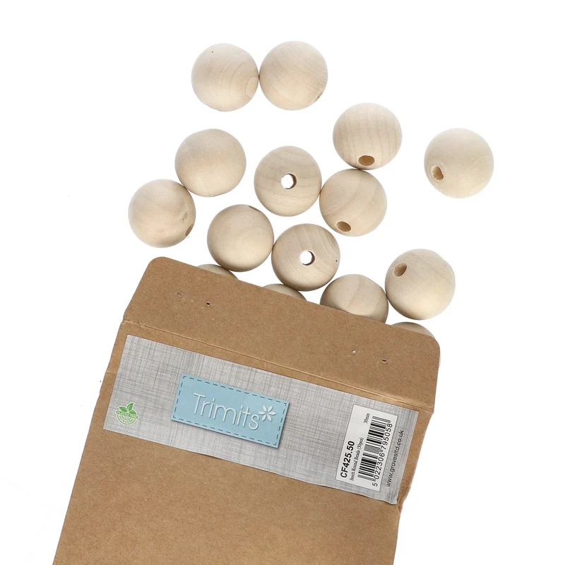 Trimits Holzperlen 30 mm (50 Stück)