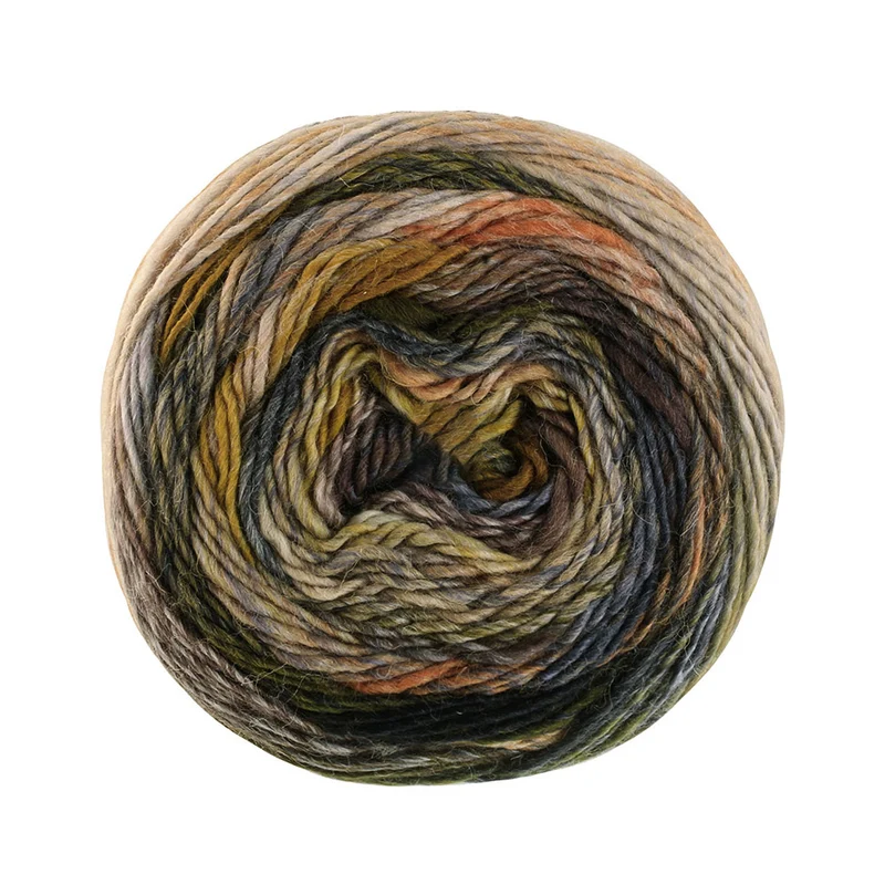 Lana Grossa Colorissimo 215 Orange-Braun, Silber, Hellgrau, Hellbeige, Blau, Stahlgrau, Moos, Waldgrün