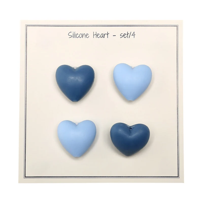 Go Handmade Silikonperlen, Herzchen, 38, Blau, Mix