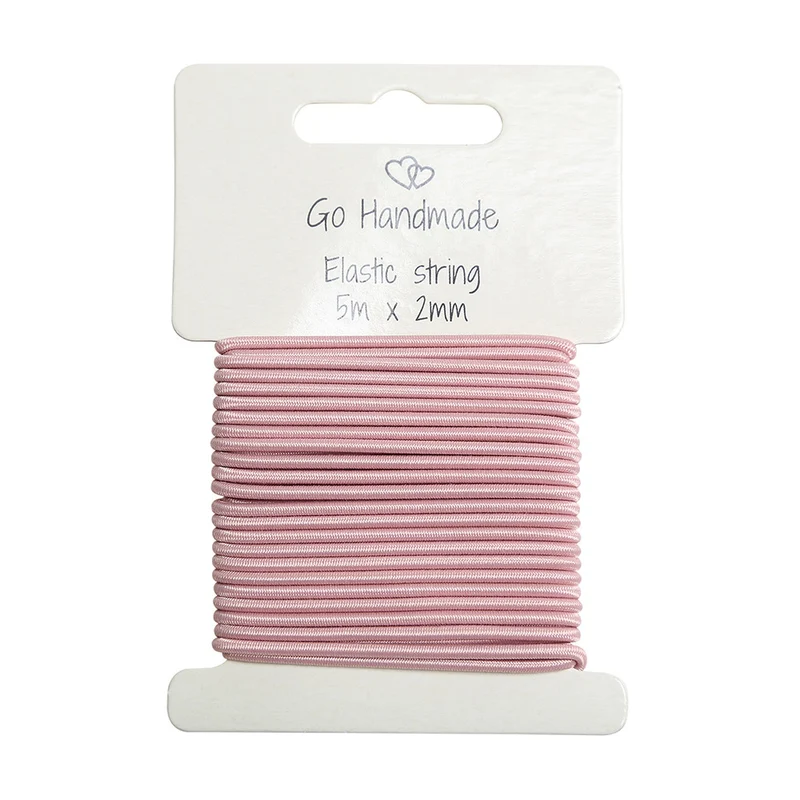 Go Handmade Elastische Kordel 5 m x 2 mm Vintage Rose