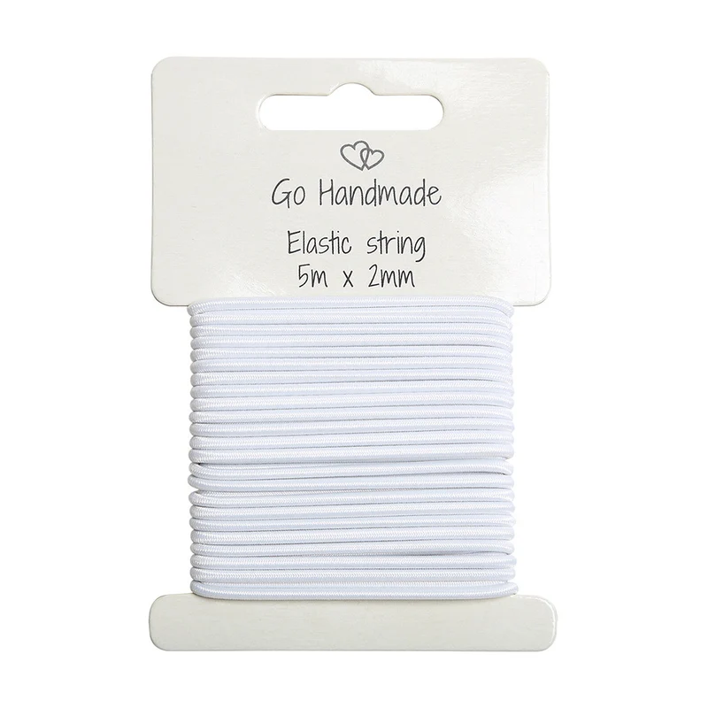 Go Handmade Elastische Kordel 5 m x 2 mm Weiß