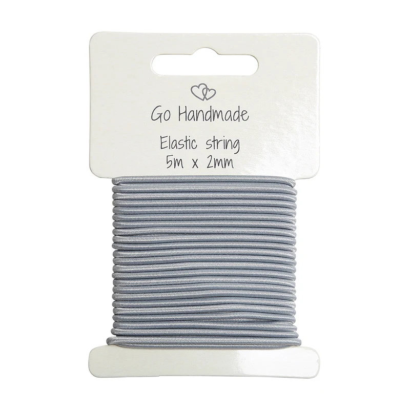 Go Handmade Elastische Kordel 5 m x 2 mm Grau / Blau