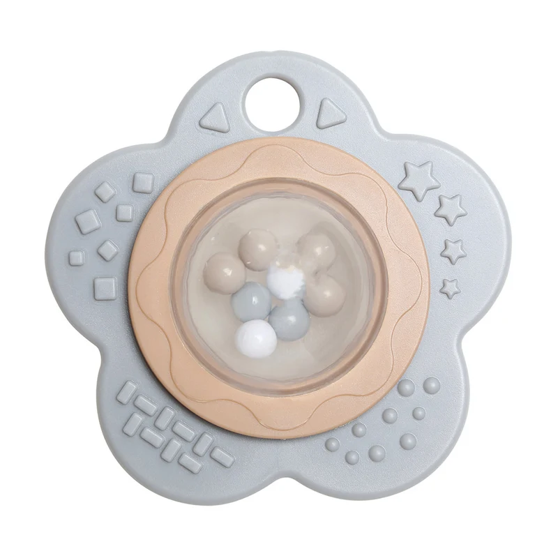 Go Handmade Rassel „Blume“, 80 mm, grau