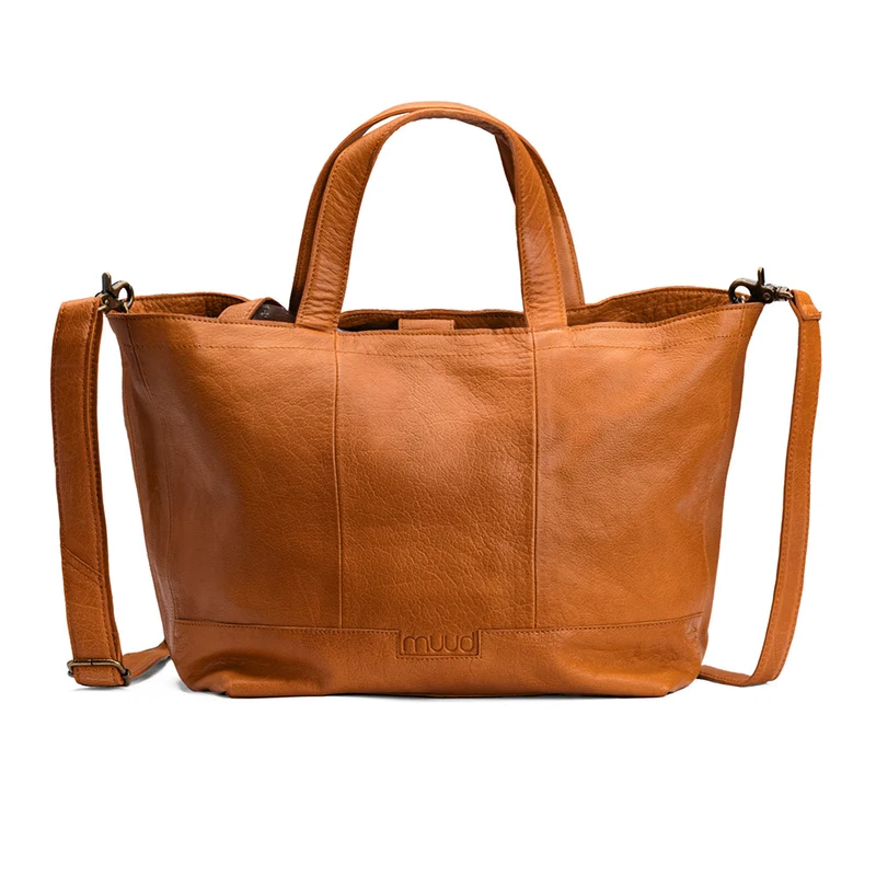 MUUD Hiba Whisky – Handgefertigte Ledertasche mit Staufächern, 27 x 29 cm
