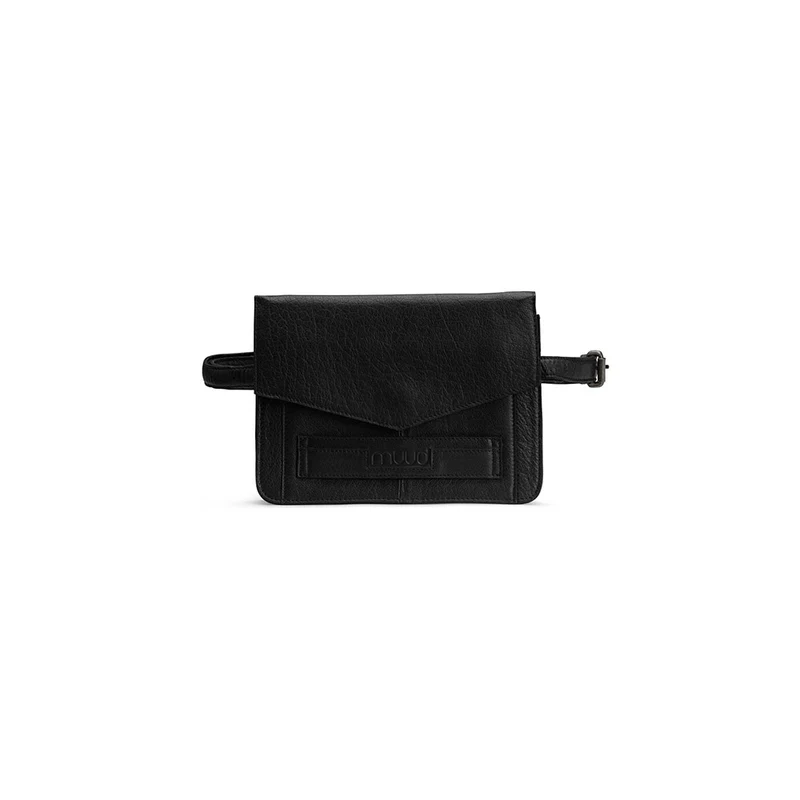 MUUD Cheri Black – Handgefertigte Leder-Gürteltasche 24 x 18 x 3 cm