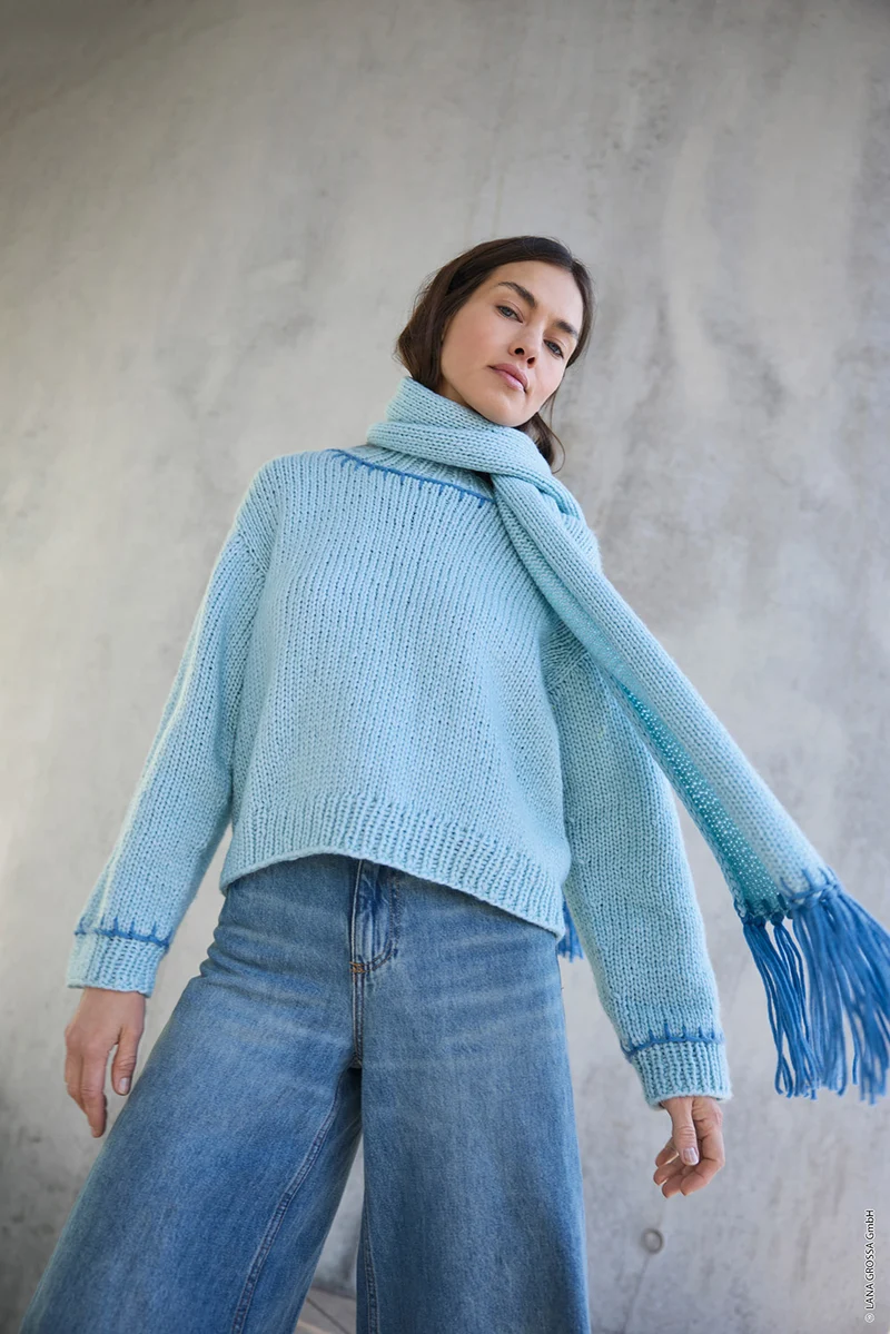Lana Grossa Gigante Multi 102 Graubraun, Petrolblau, Mandarine, Graurot, Dunkelviolett, Lila