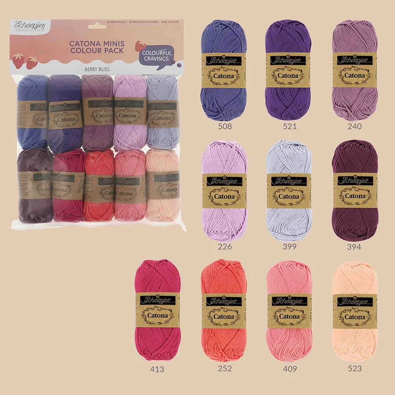 Scheepjes Catona Colour Pack Berry Bliss 10 × 25 g