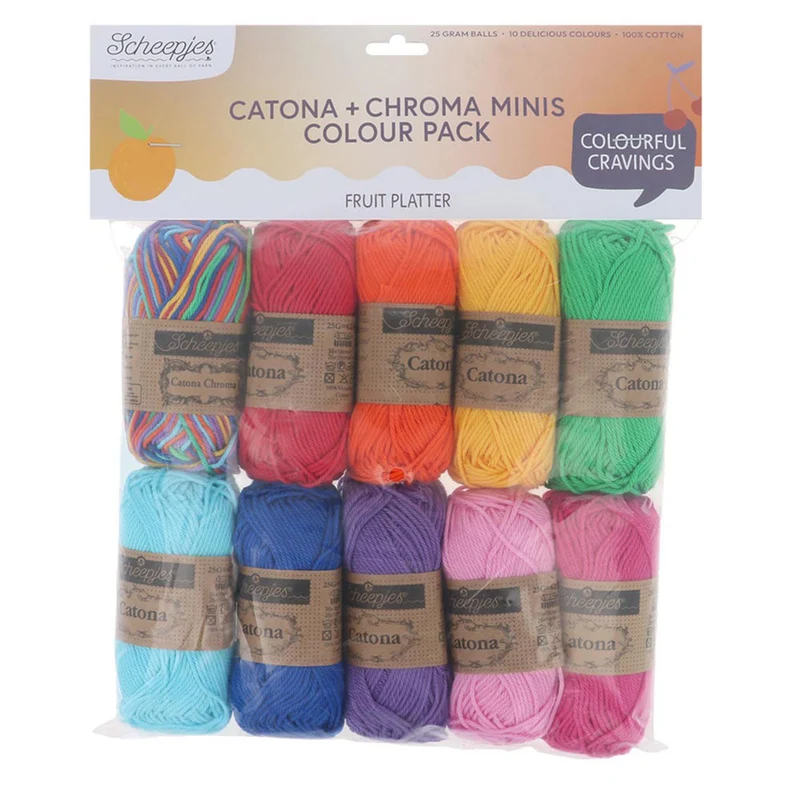 Scheepjes Catona und Chroma Colour Pack „Fruit Platter“ 10 × 25 g