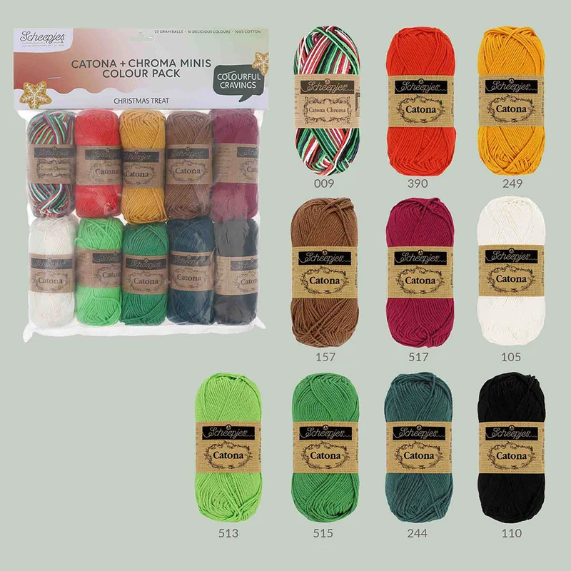 Scheepjes Catona und Chroma Colour Pack „Christmas Treat“ 10 × 25 g