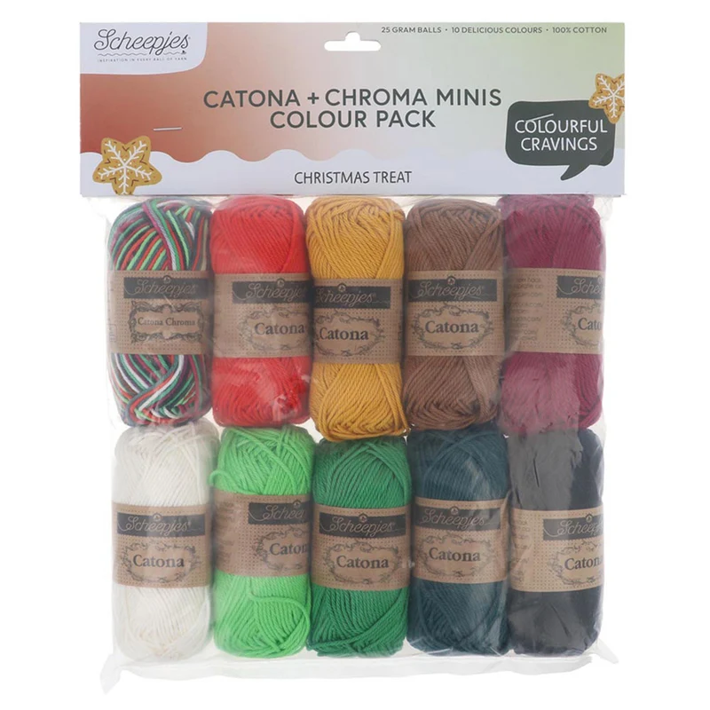 Scheepjes Catona und Chroma Colour Pack „Christmas Treat“ 10 × 25 g