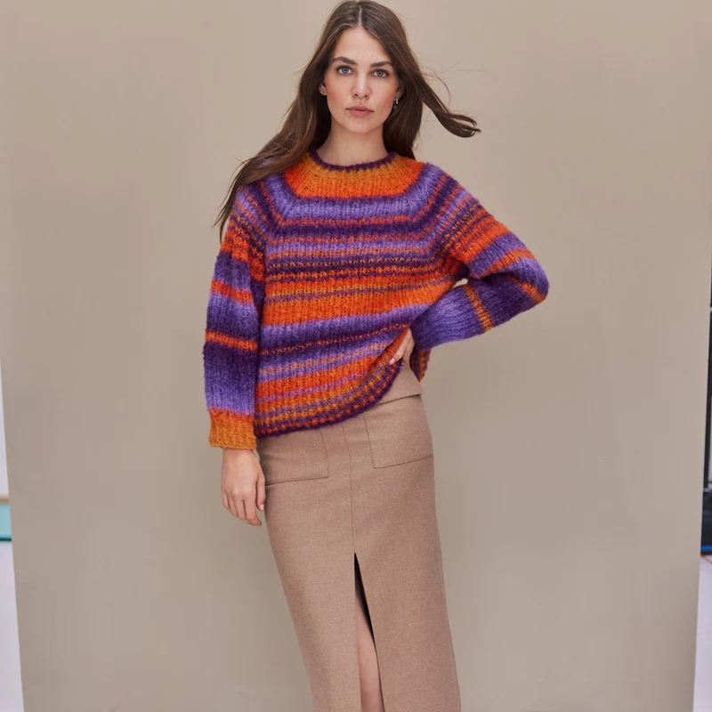 Lana Grossa Gigante 002 Dunkelviolett/Gelb/Grauviolett/Orange/Blau-Violett