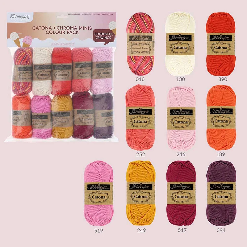 Scheepjes Catona und Chroma Colour Pack „Summer Sherbet“ 10 × 25 g