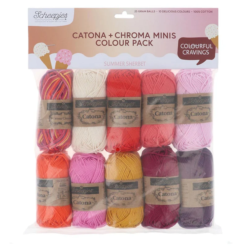 Scheepjes Catona und Chroma Colour Pack „Summer Sherbet“ 10 × 25 g