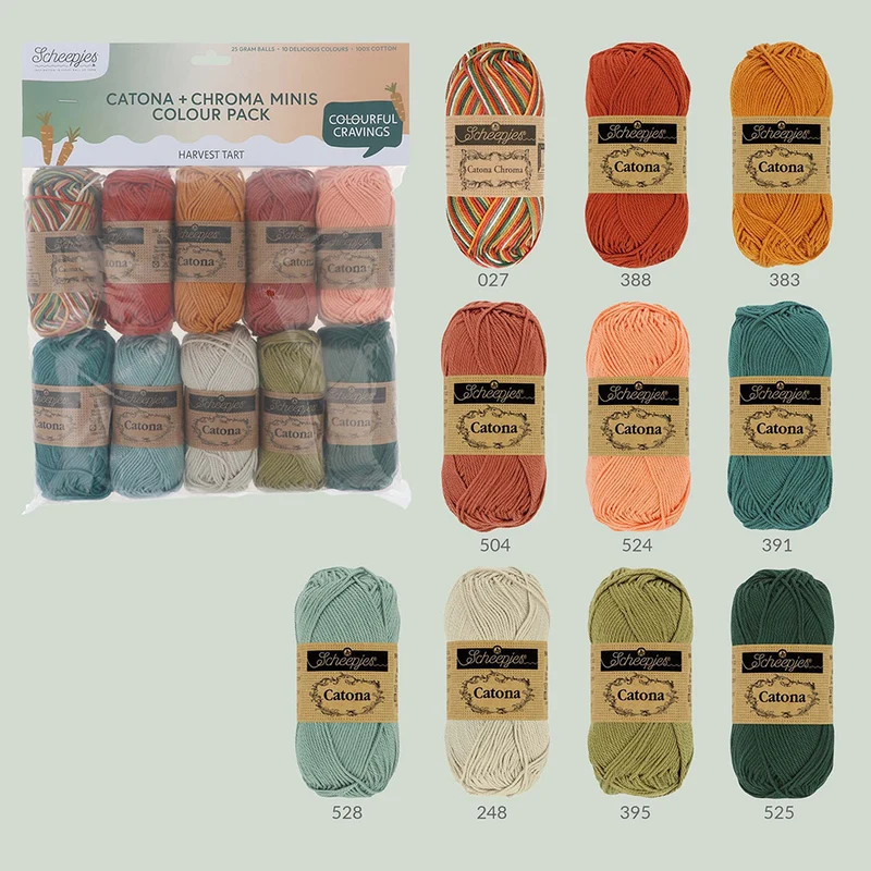Scheepjes Catona und Chroma Colour Pack „Harvest Tart“, 10 × 25 g