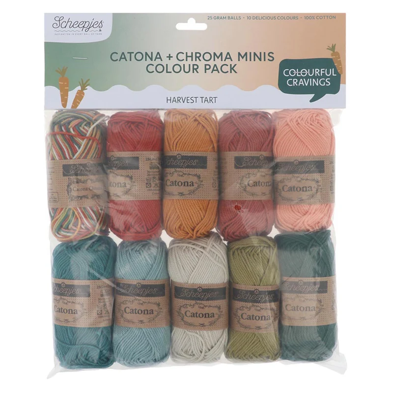 Scheepjes Catona und Chroma Colour Pack „Harvest Tart“, 10 × 25 g