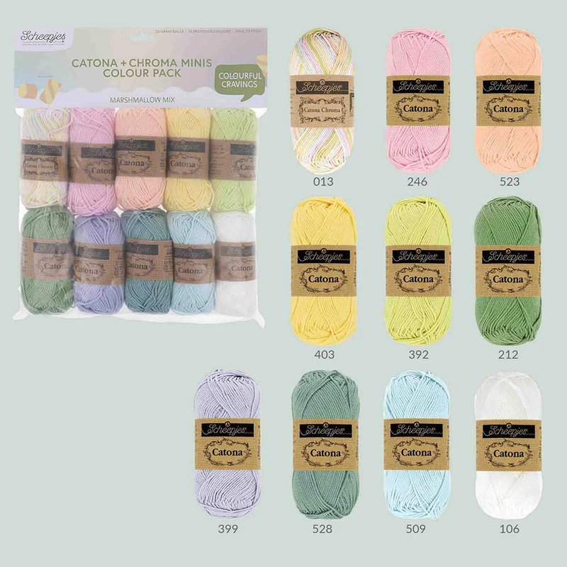 Scheepjes Catona und Chroma Colour Pack Marshmellow Mix 10 x 25 g
