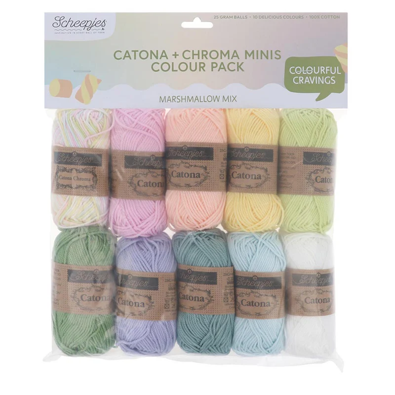 Scheepjes Catona und Chroma Colour Pack Marshmellow Mix 10 x 25 g