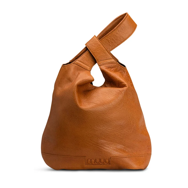 MUUD Dzana – Whiskey: Handgefertigte Lederhandtasche, 27 x 26 cm
