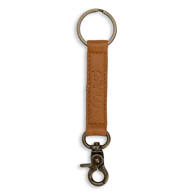 MUUD Deva – Whiskey: Handgefertigter Schlüsselanhänger aus Leder mit D-Ring, 13,5 x 3 cm