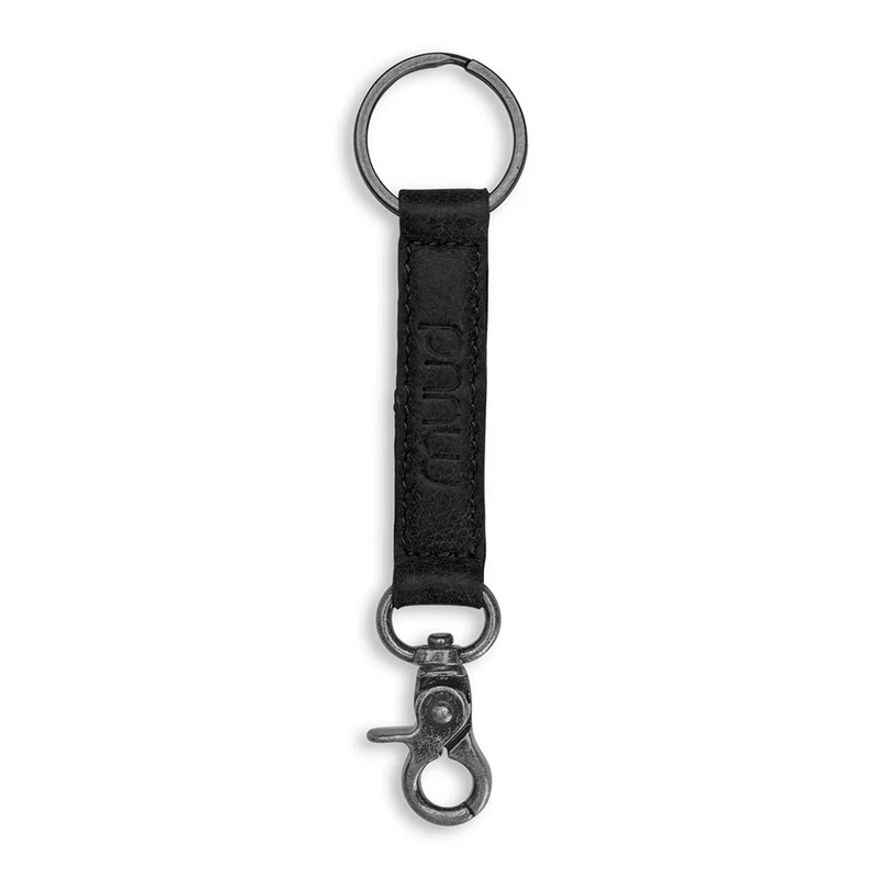 MUUD Deva – Schwarz Handgefertigter Schlüsselanhänger aus Leder mit D-Ring, 13,5 x 3 cm