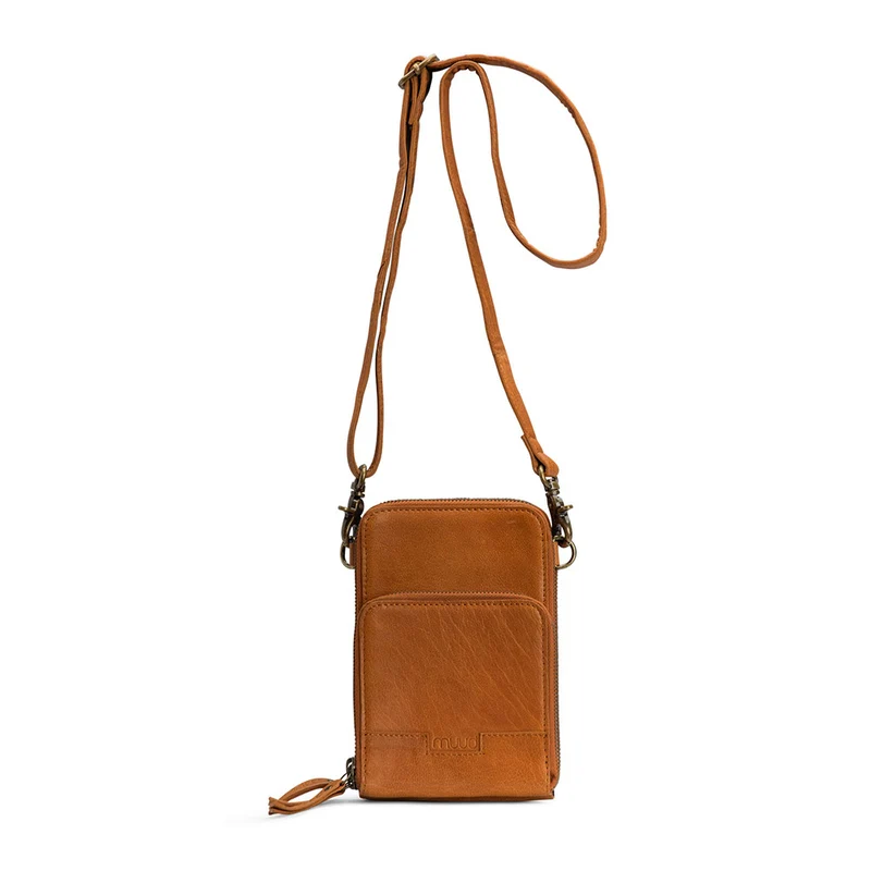 MUUD Dafne – Whiskey Handgefertigte Leder-Umhängetasche 19 x 12 cm