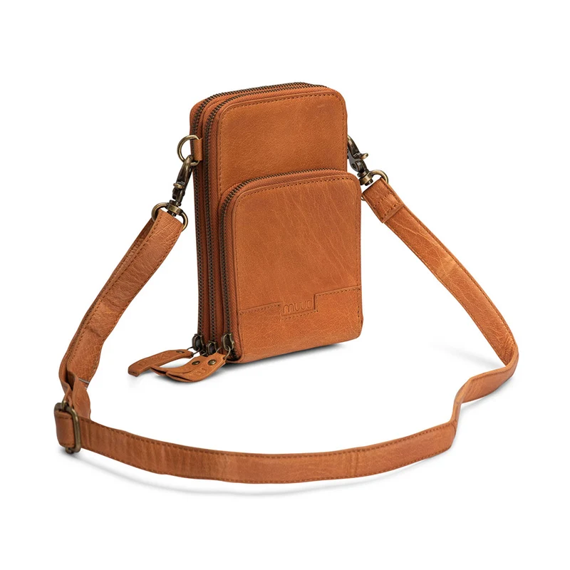 MUUD Dafne – Whiskey Handgefertigte Leder-Umhängetasche 19 x 12 cm